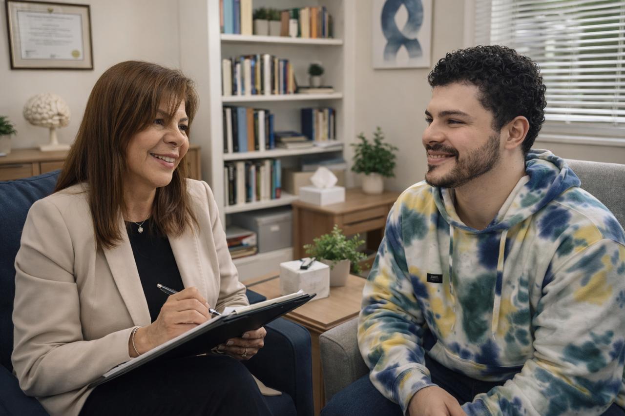Sesión de psicoterapia con Sandra Carpio en su consultorio